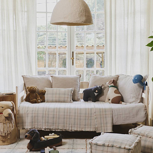 Подушка Лорена Каналс (Lorena Canals), "Этнос", голубой, шалфей, 25 х 40 см